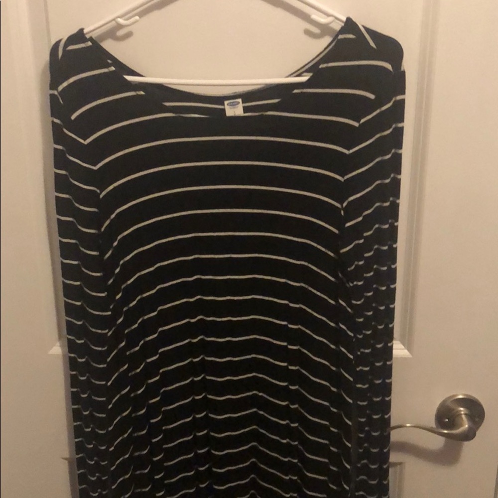 Old Navy Black Dress white stripes